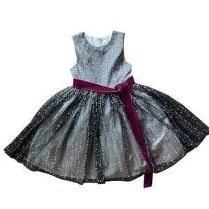 Joe Ella girls Sz 5 party flower girl wedding dress black gray purple